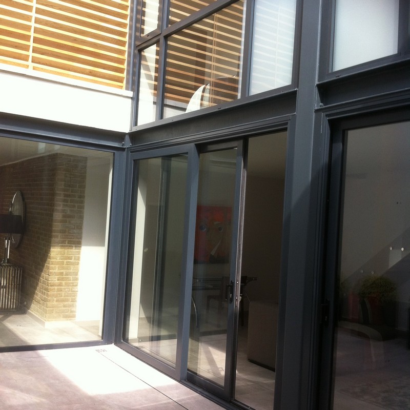 Anthracite aluminium sliding patio doors fitted in Hatfield